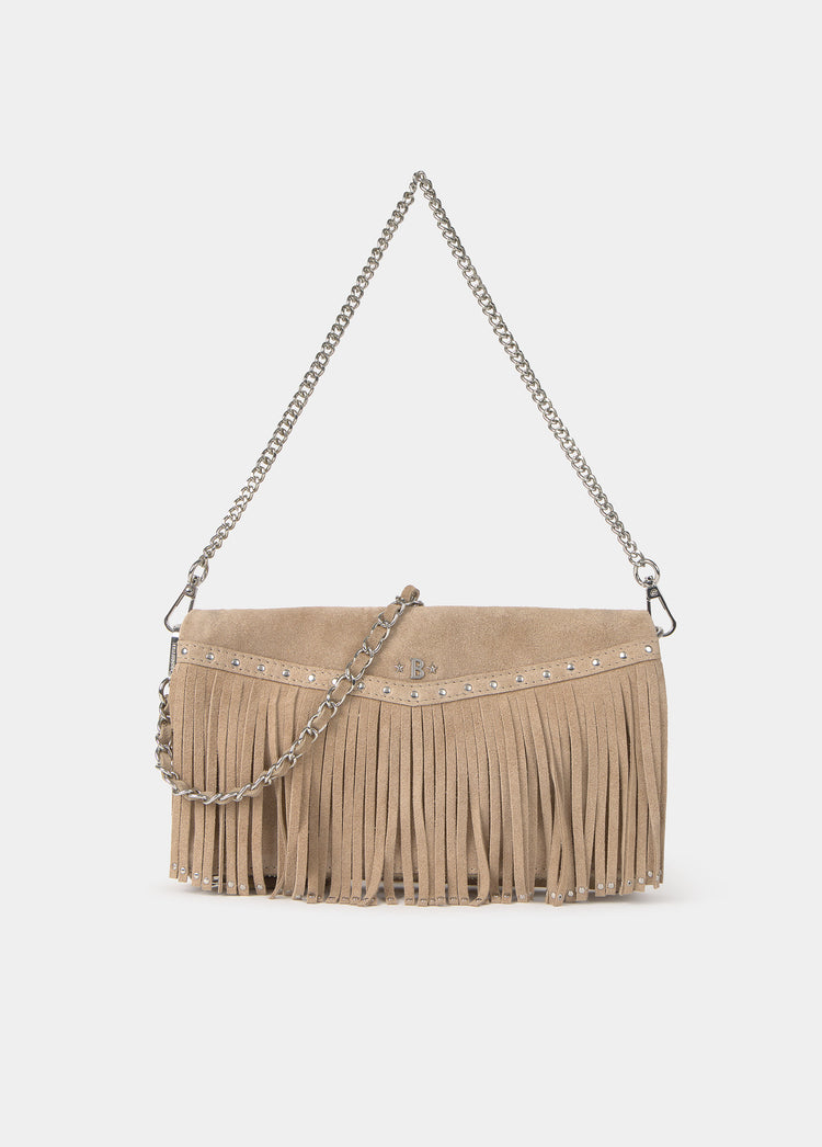 Bolso solapa flecos piel