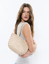 Mala shopper pequena trançada em pele