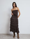 Falda midi volantes