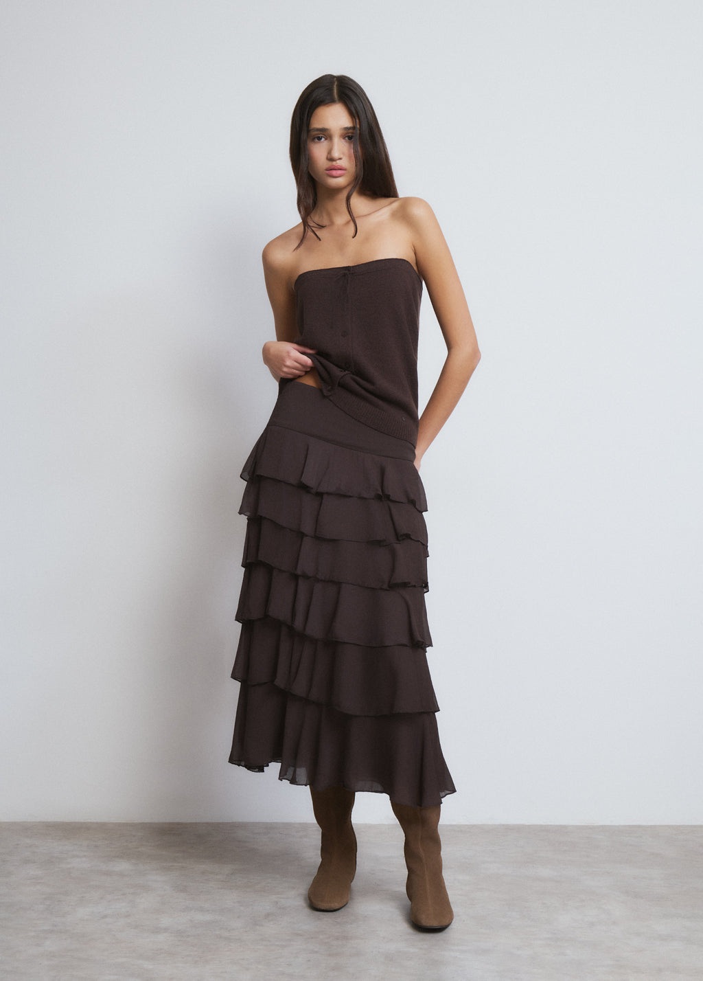 Jupe midi volants