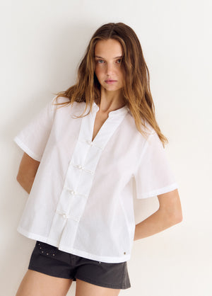 Korte mouw blouse met Japanse details