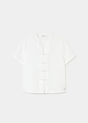 Blouse manches courtes détail japonais