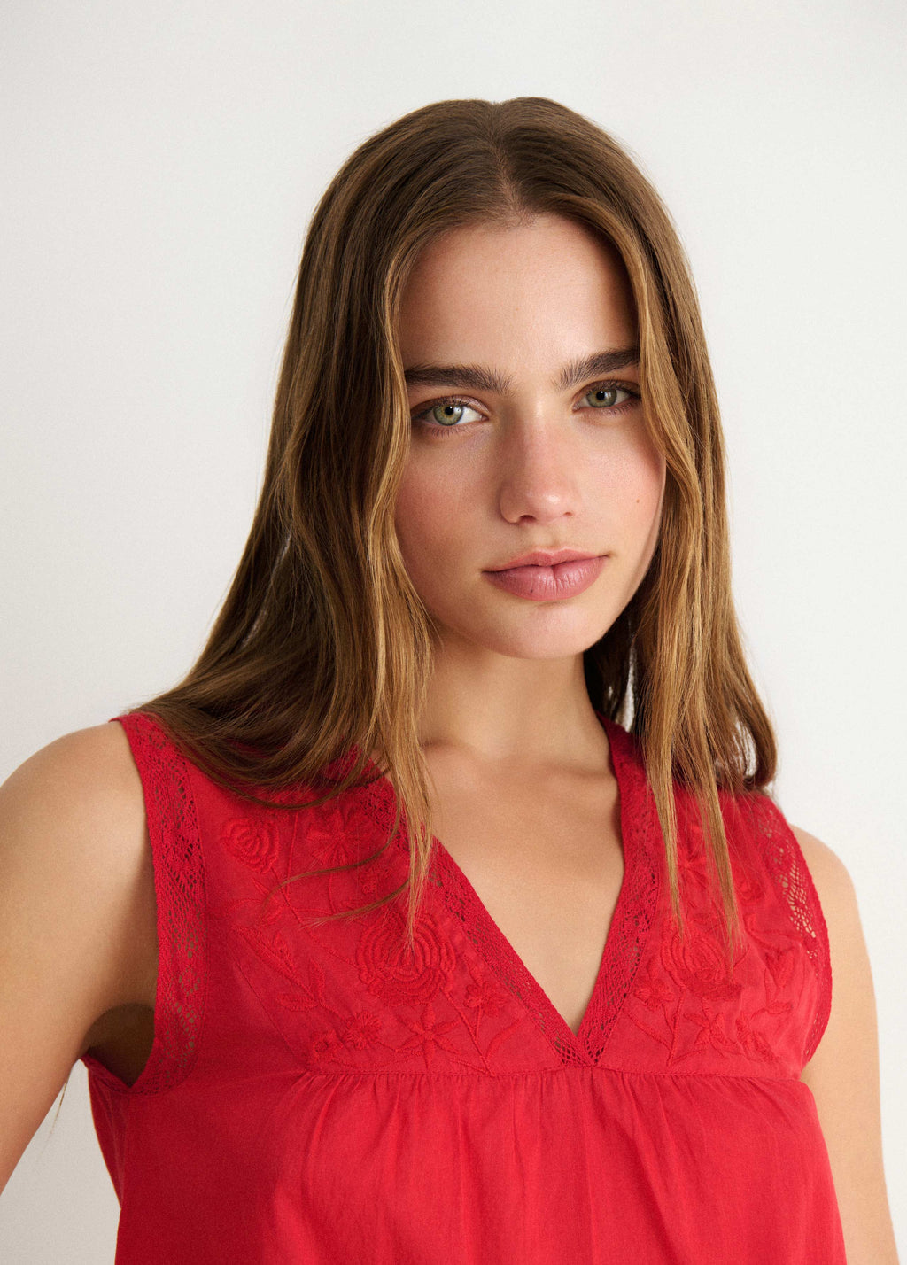 Lace straps strap blouse
