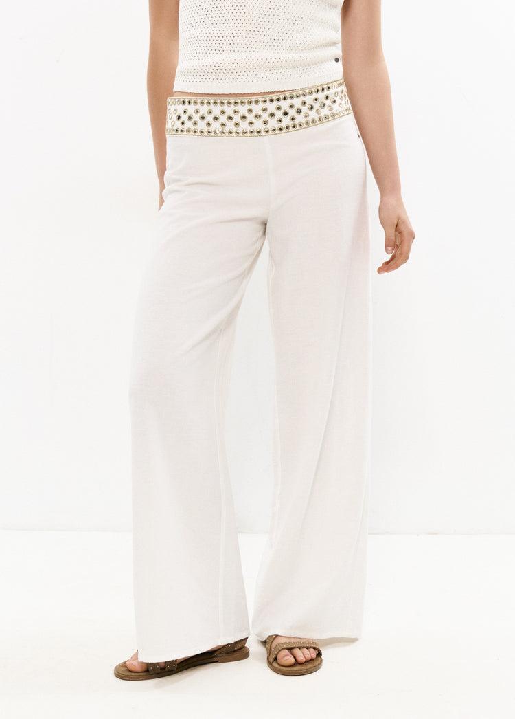 Pantalón cintura bordados