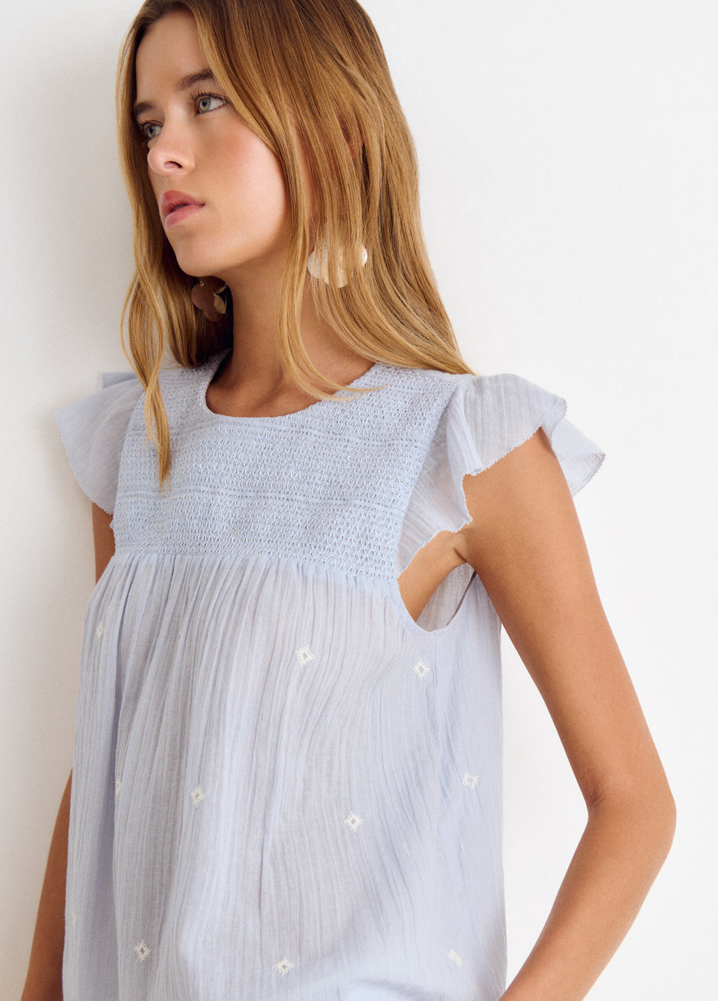 Blouse smock brodée