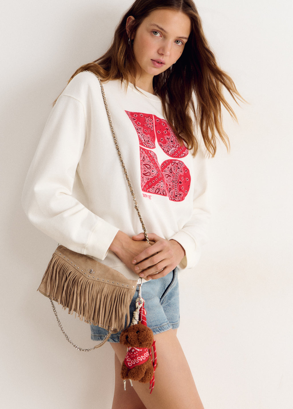 Sac rabat franges cuir