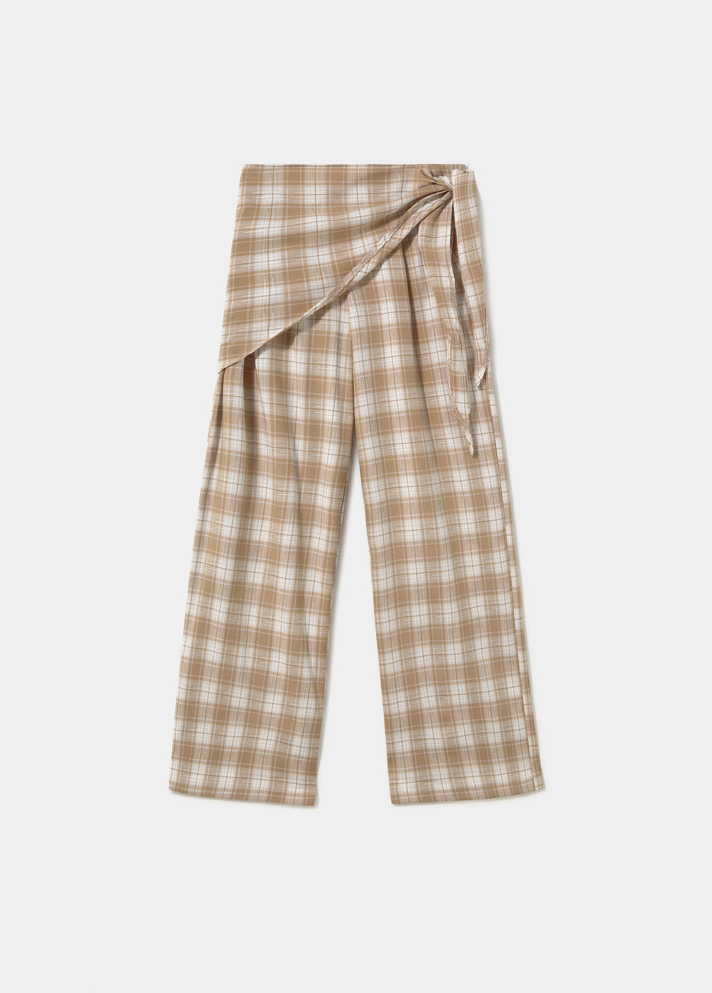 Plaid pants with scarf detail
