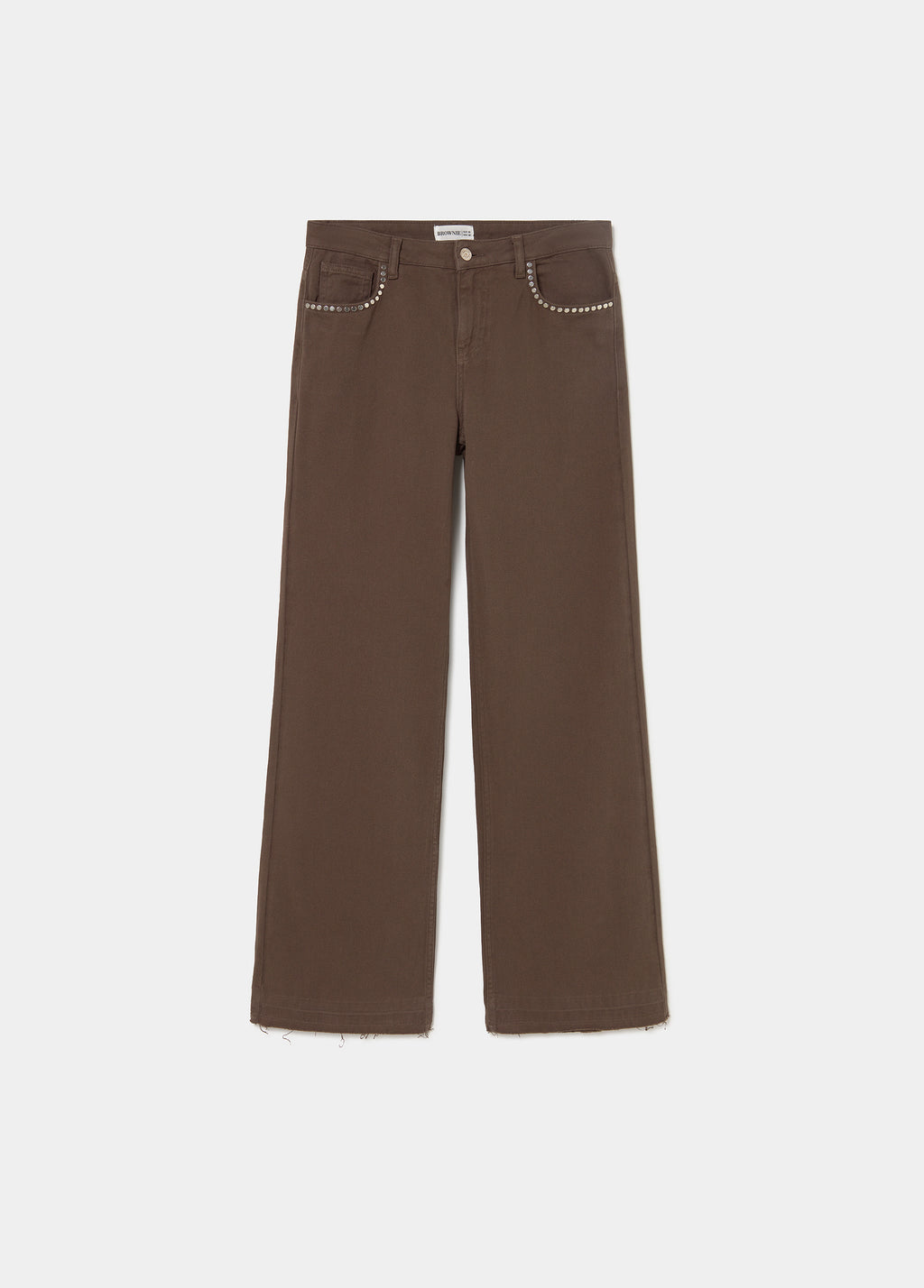 Pantalon relaxed clous et ourlet retourné