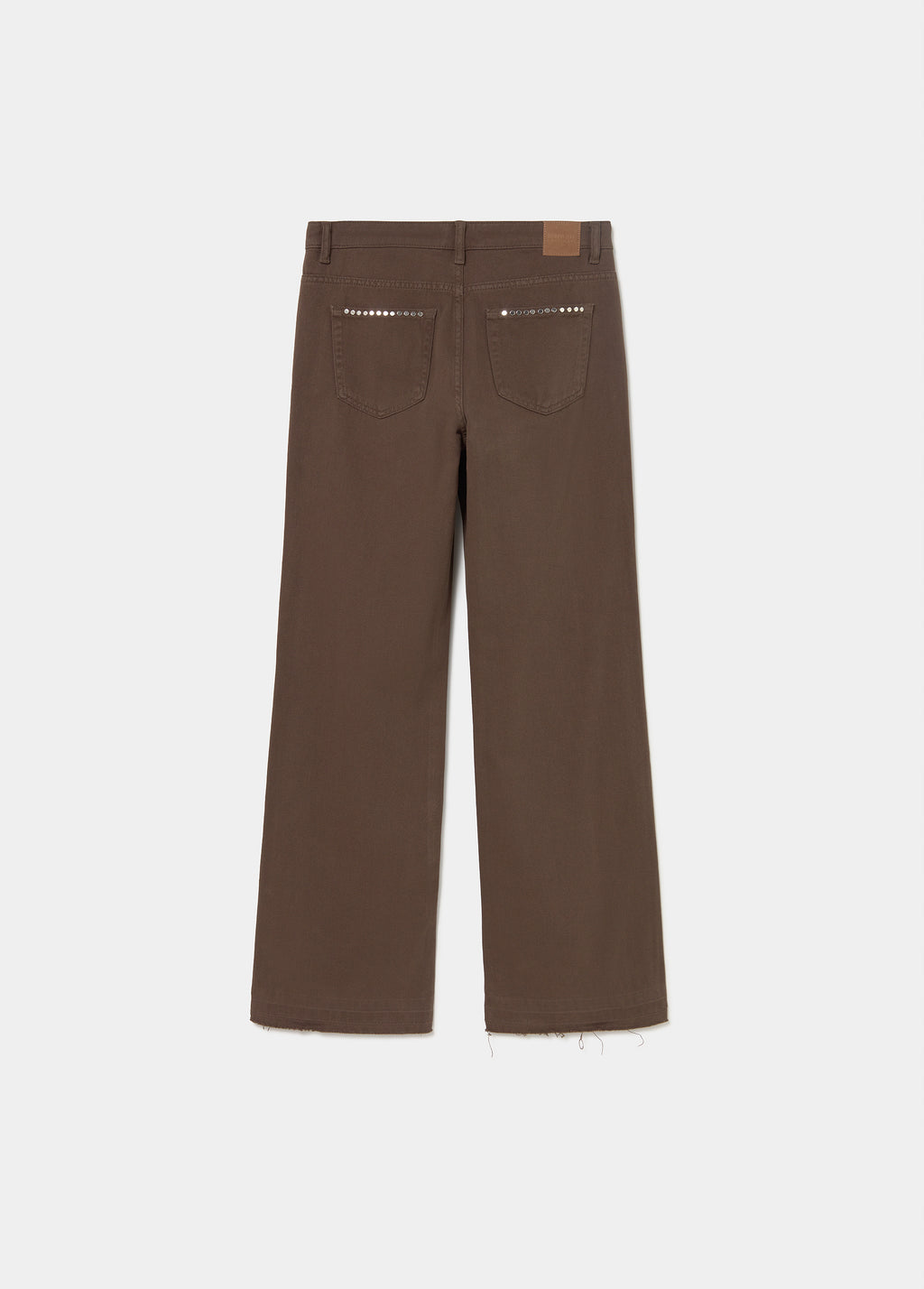 Pantalon relaxed clous et ourlet retourné