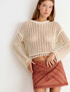 Openwork round neck sweater