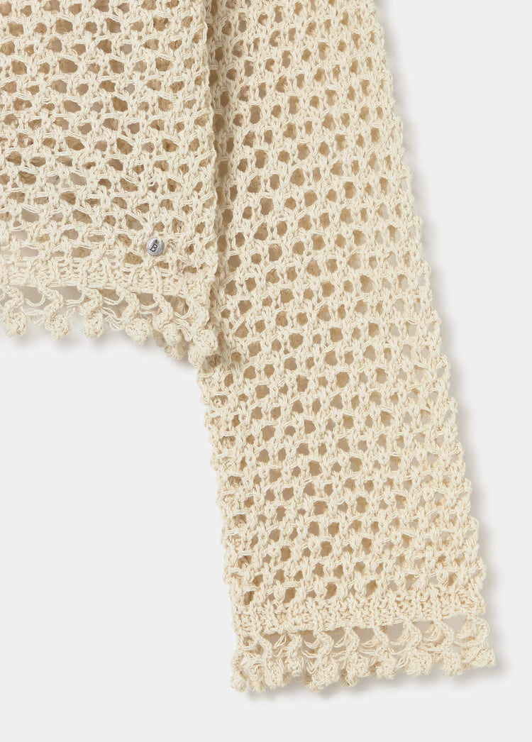 Openwork round neck sweater