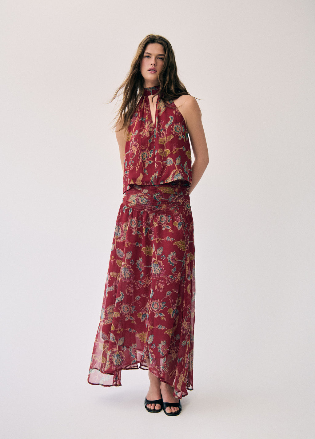 Falda larga estampada