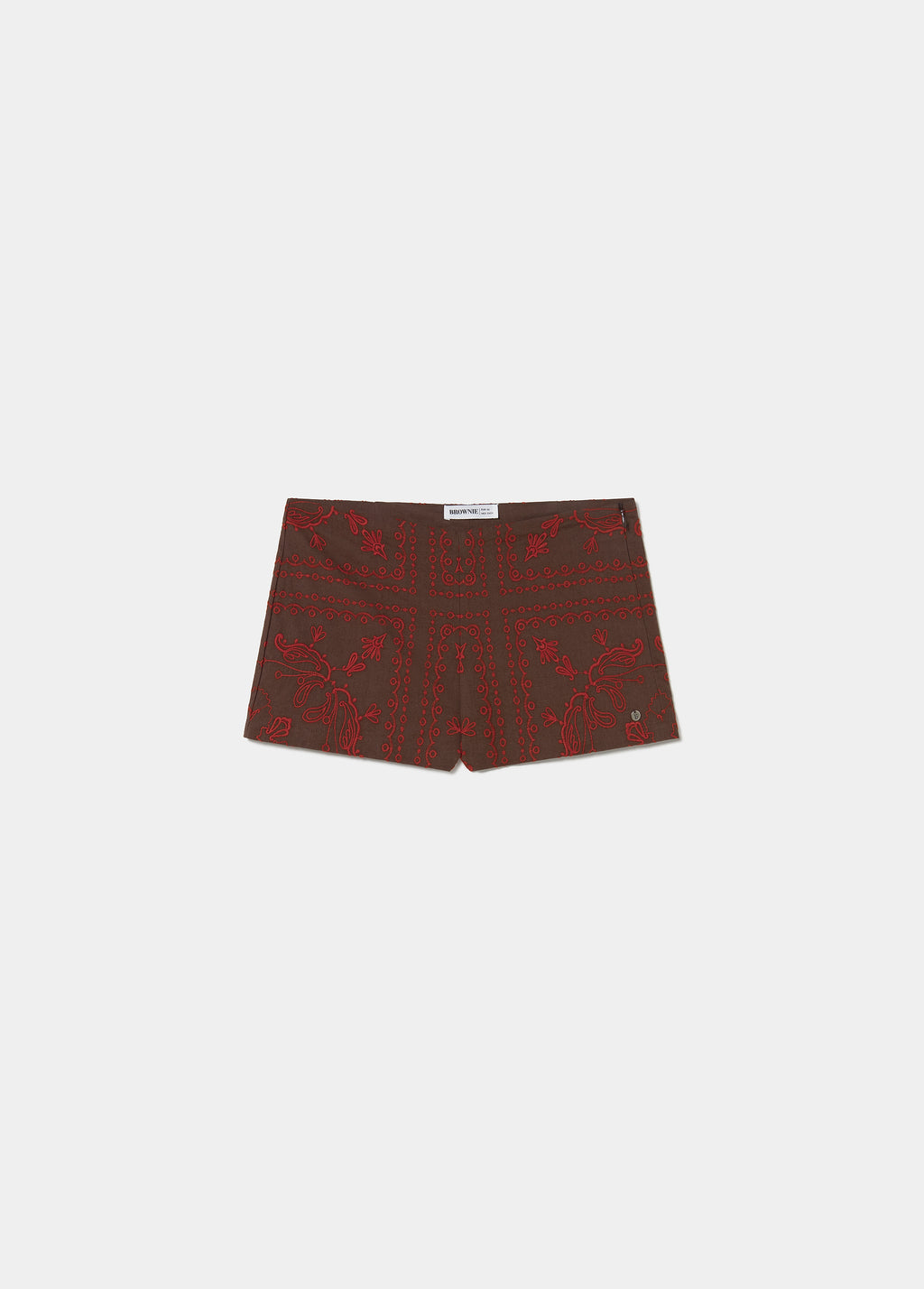 Contrast embroidered short