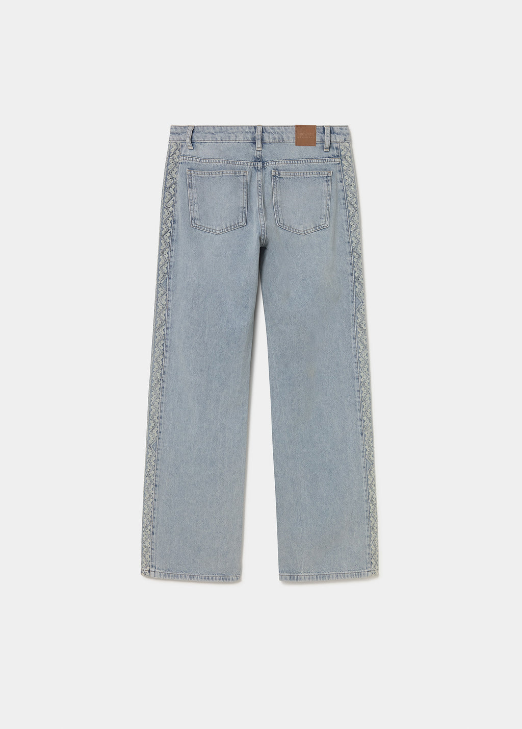 Jeans with side cross-stitch panel