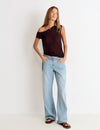 Pantalon taille large brodé