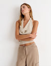 Top halter cuello cascada