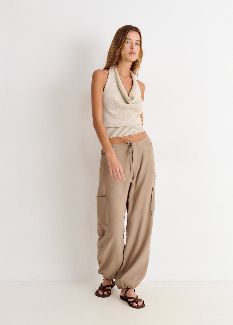 Top halter cuello cascada