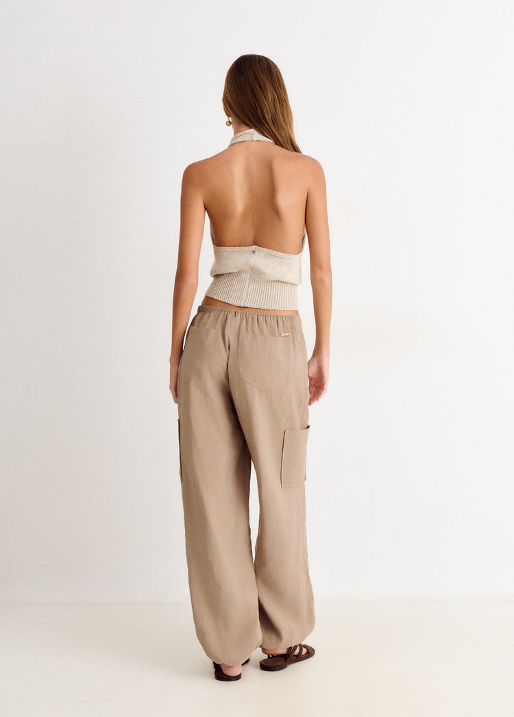 Top halter cuello cascada