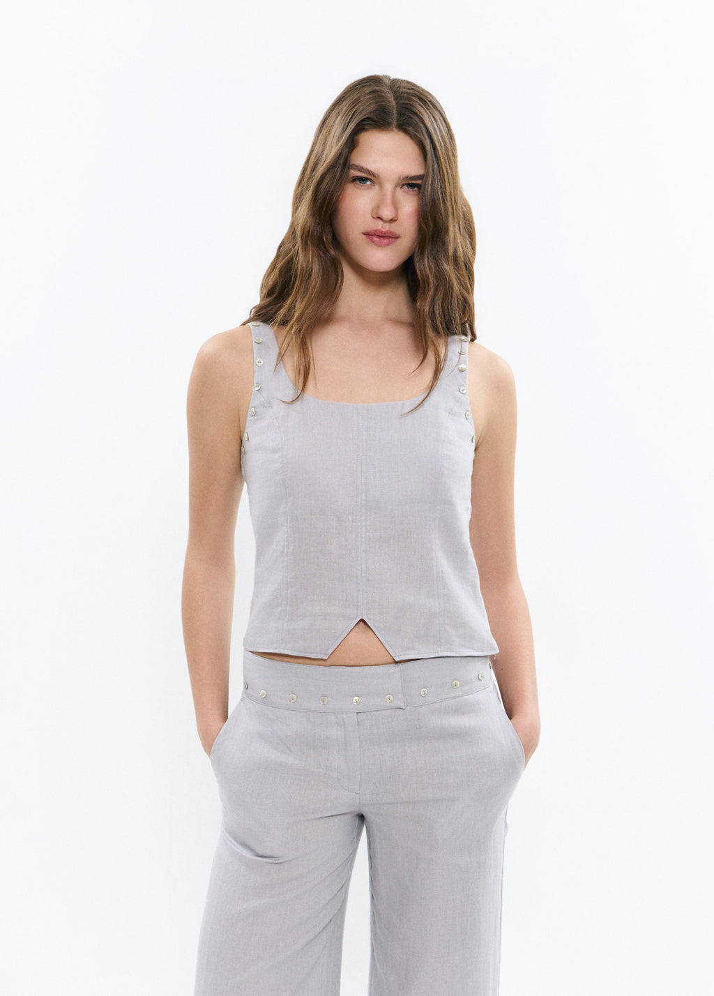 Top lino detalle botones