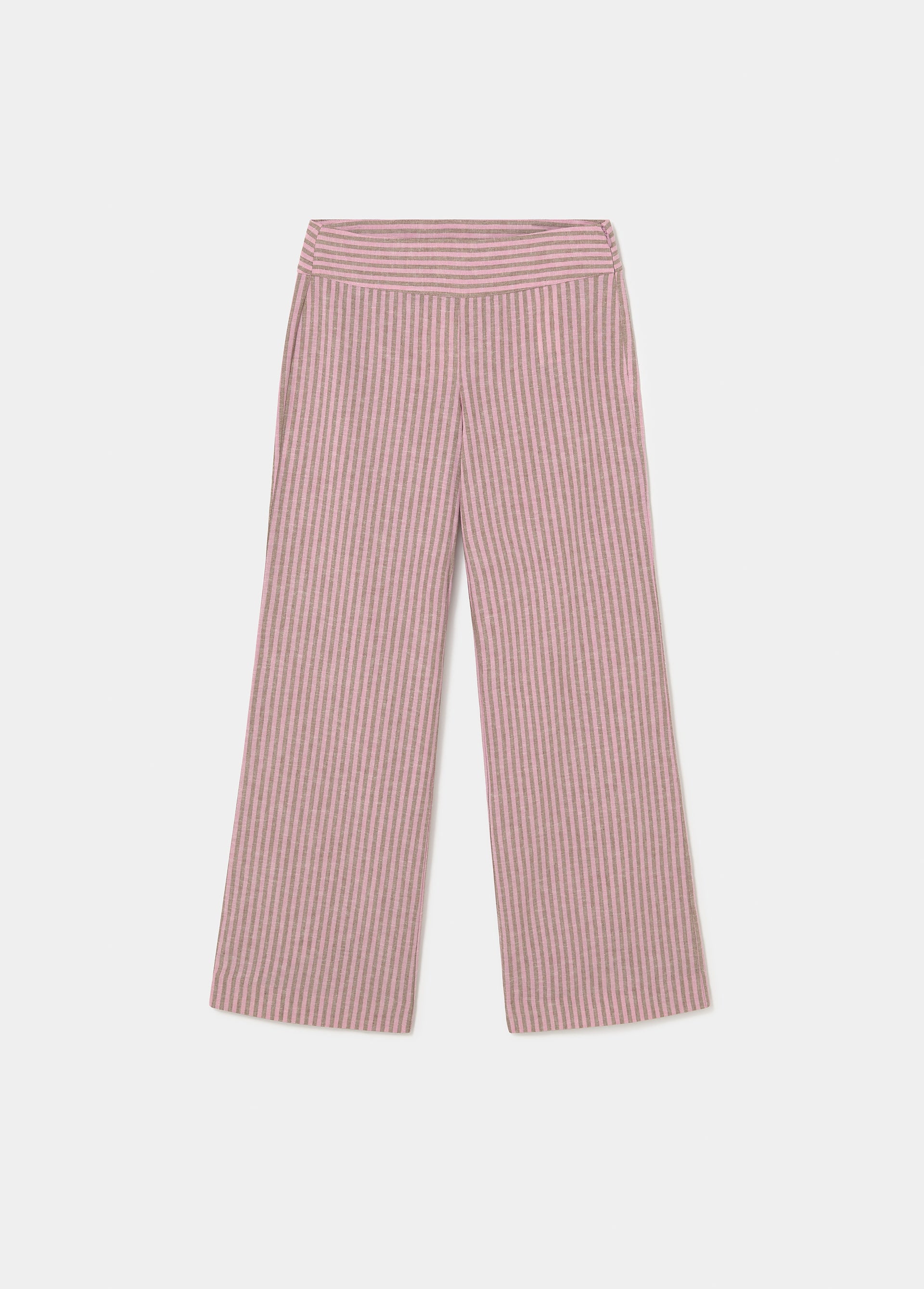 Pantalon rayé à large taille