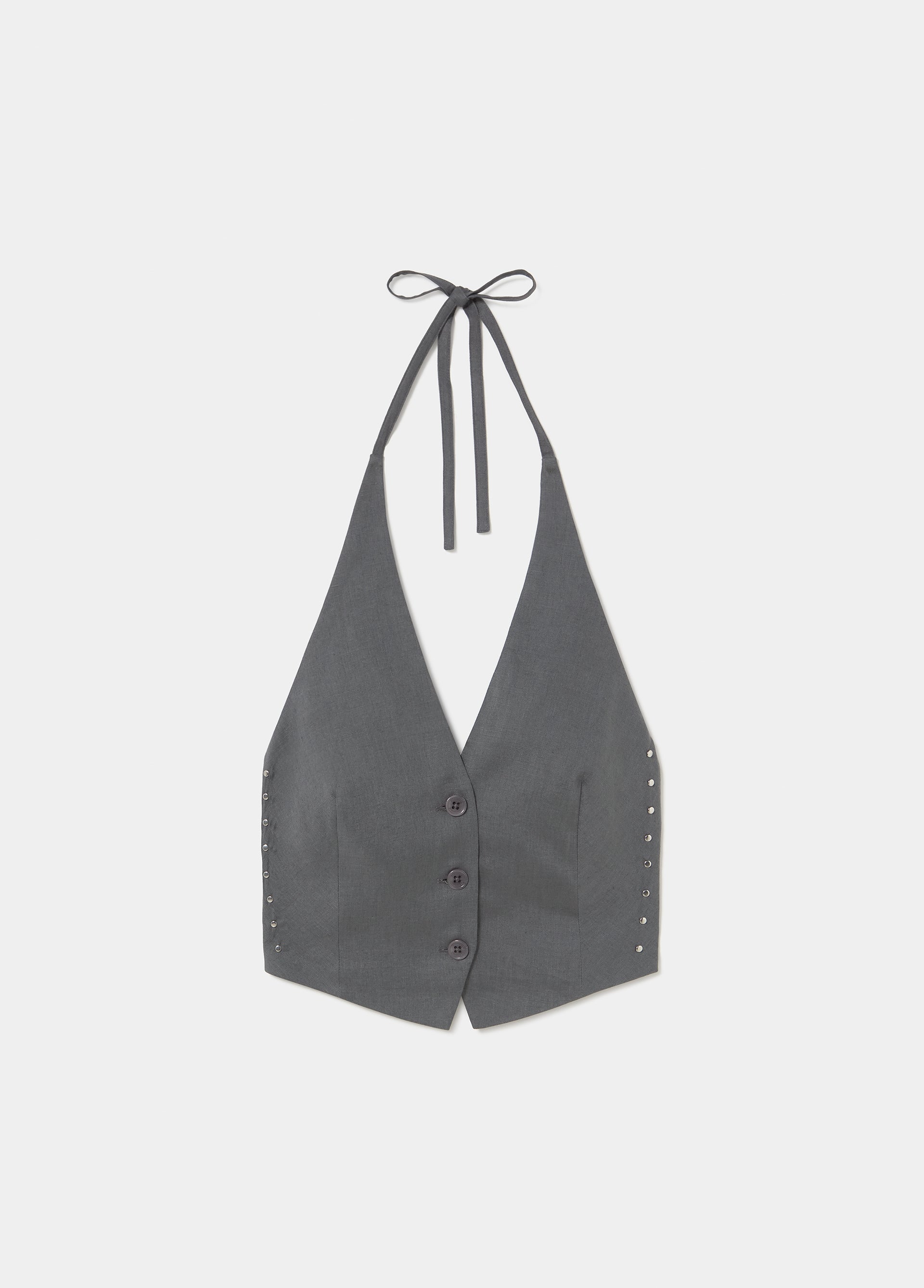 Top halter en lin à clous