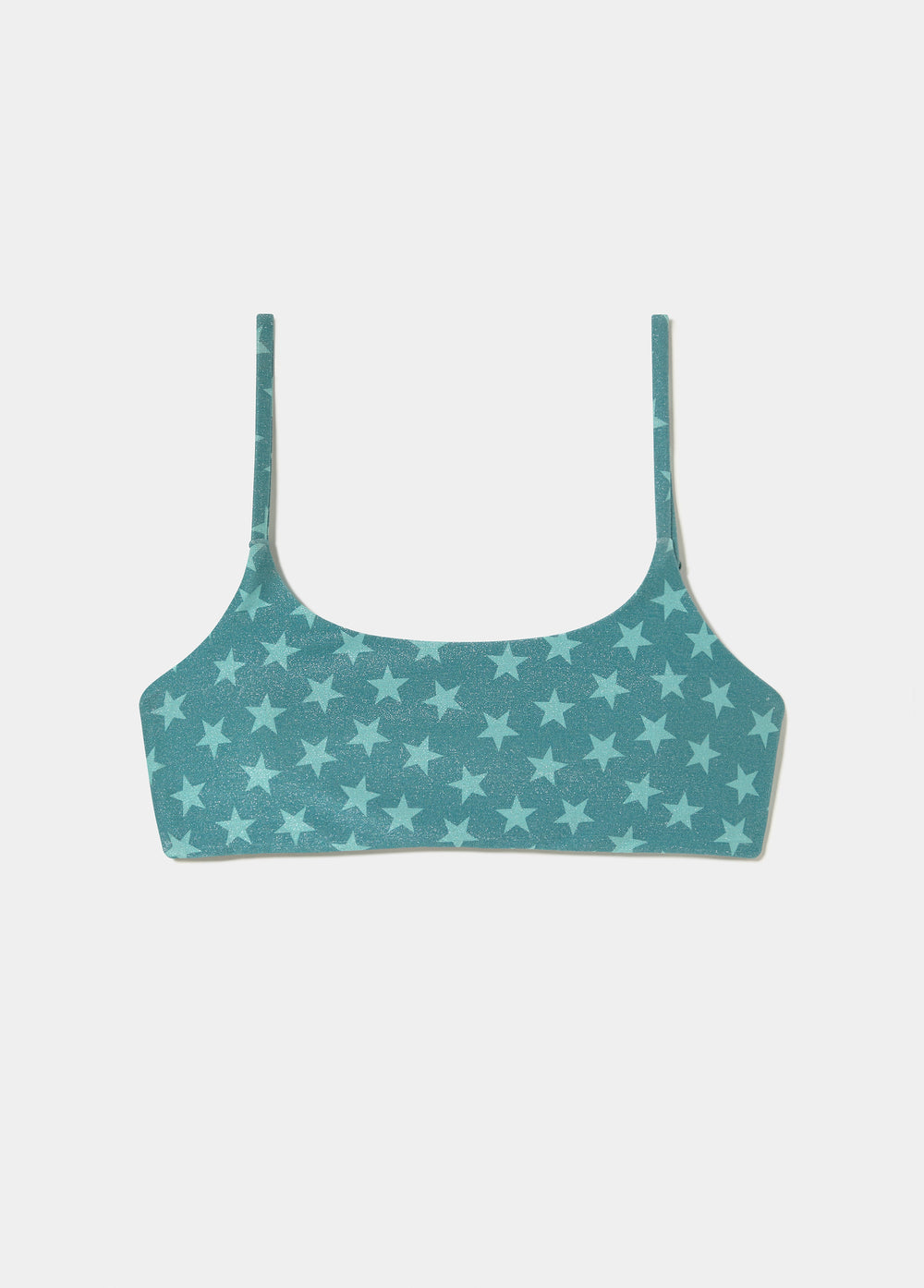 Top bandeau à fines bretelles étoiles fil métallisé
