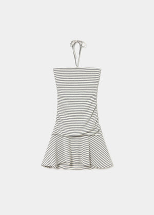 Robe drapée à rayures