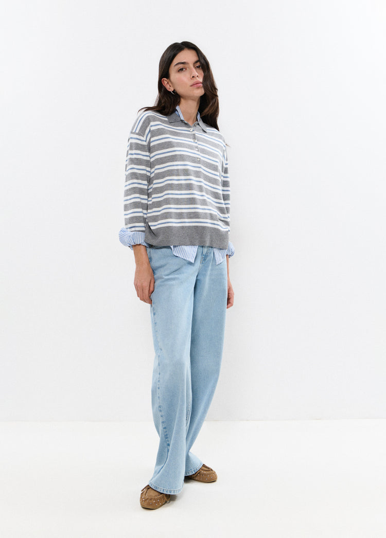 Maglione polo a righe