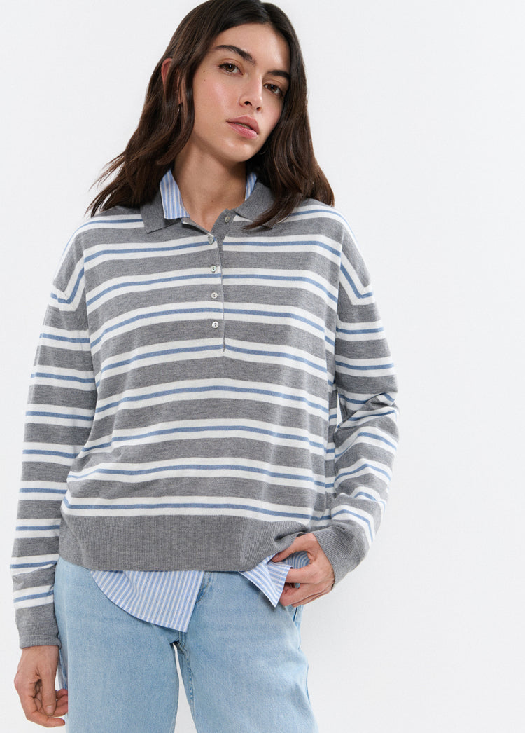 Maglione polo a righe
