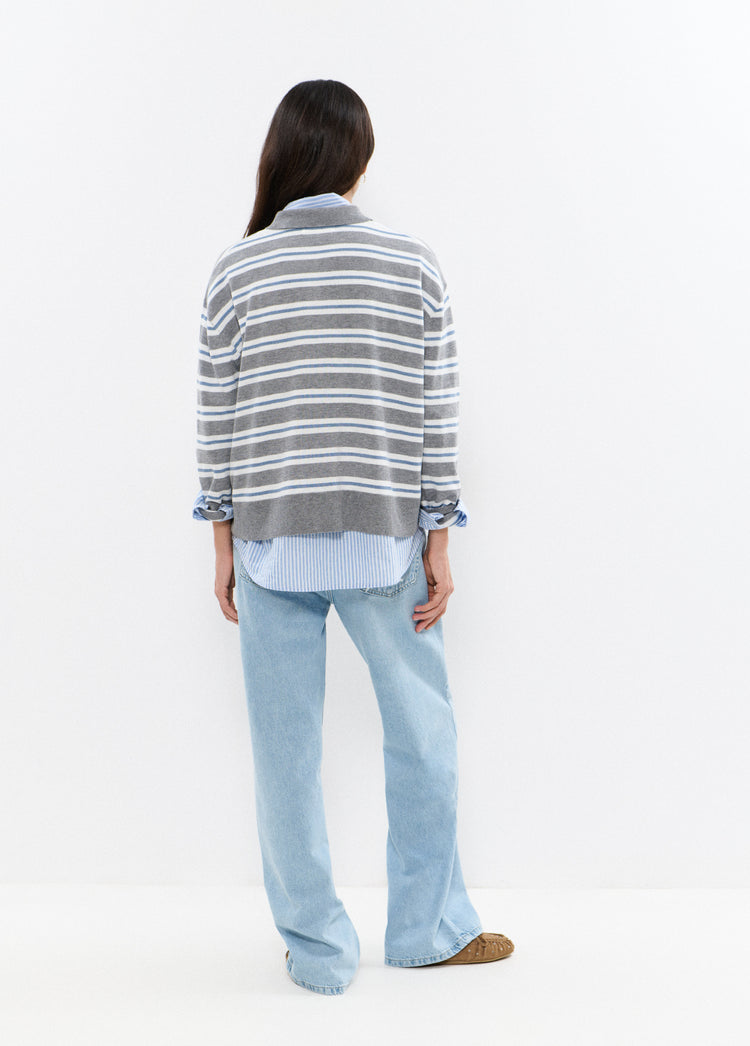 Maglione polo a righe