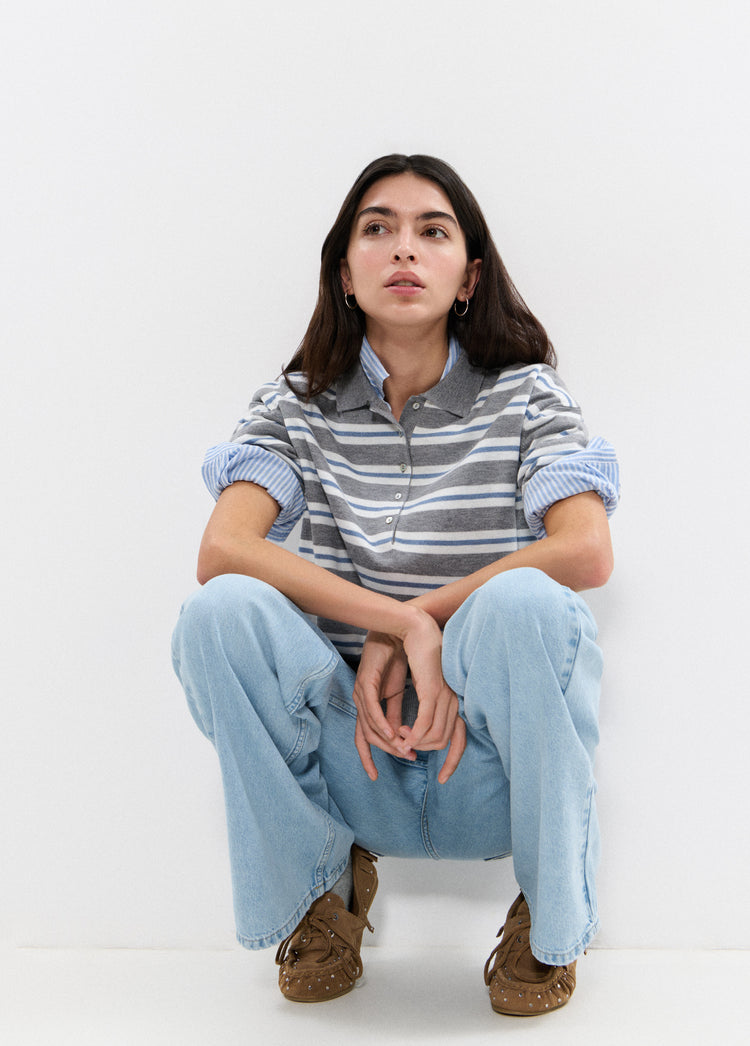 Maglione polo a righe