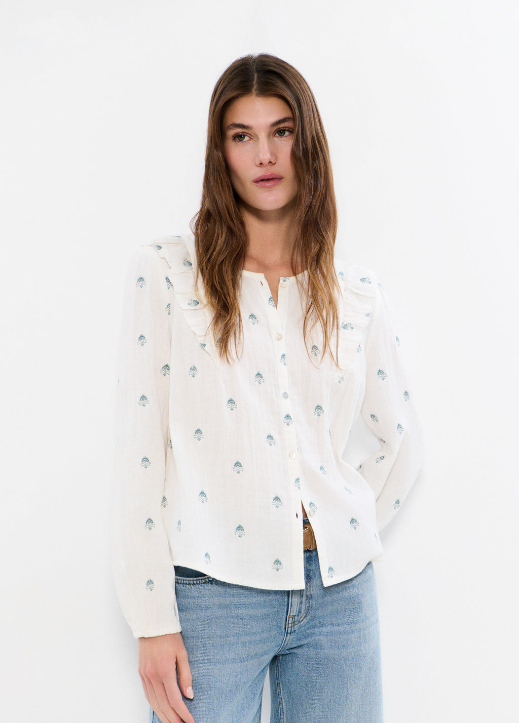 Blouse double tissu broderies