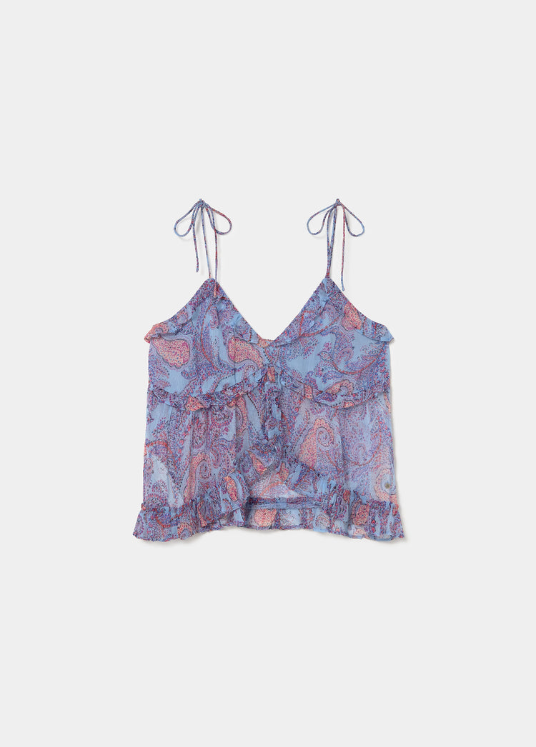 Top estampado volantes