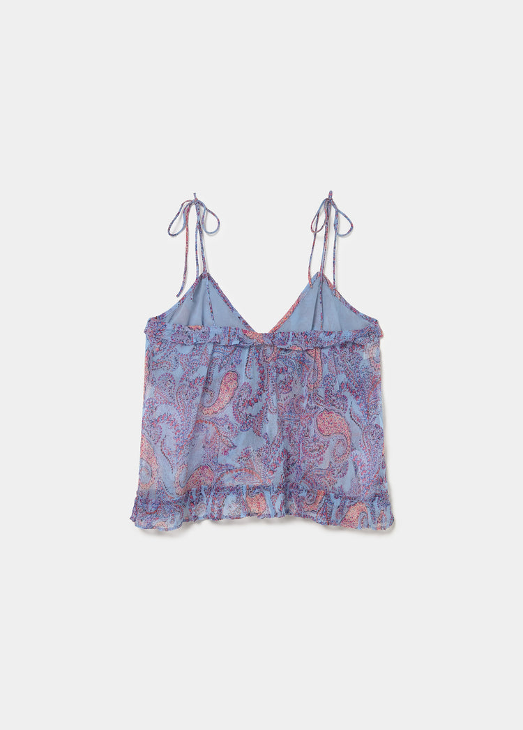 Top estampado volantes