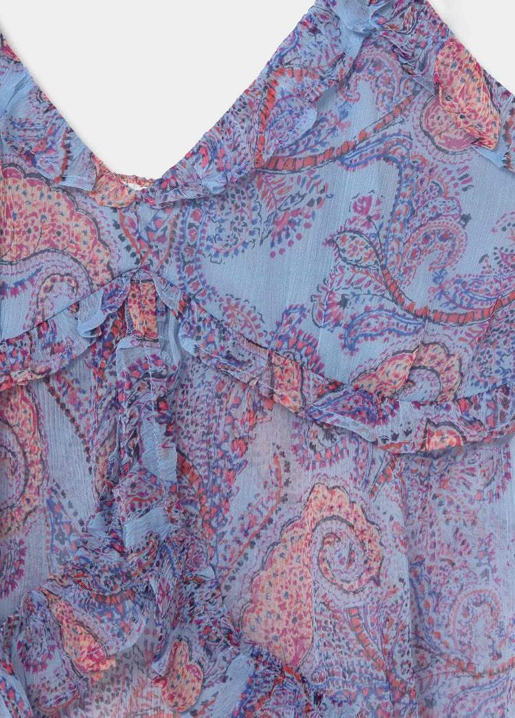 Top estampado volantes