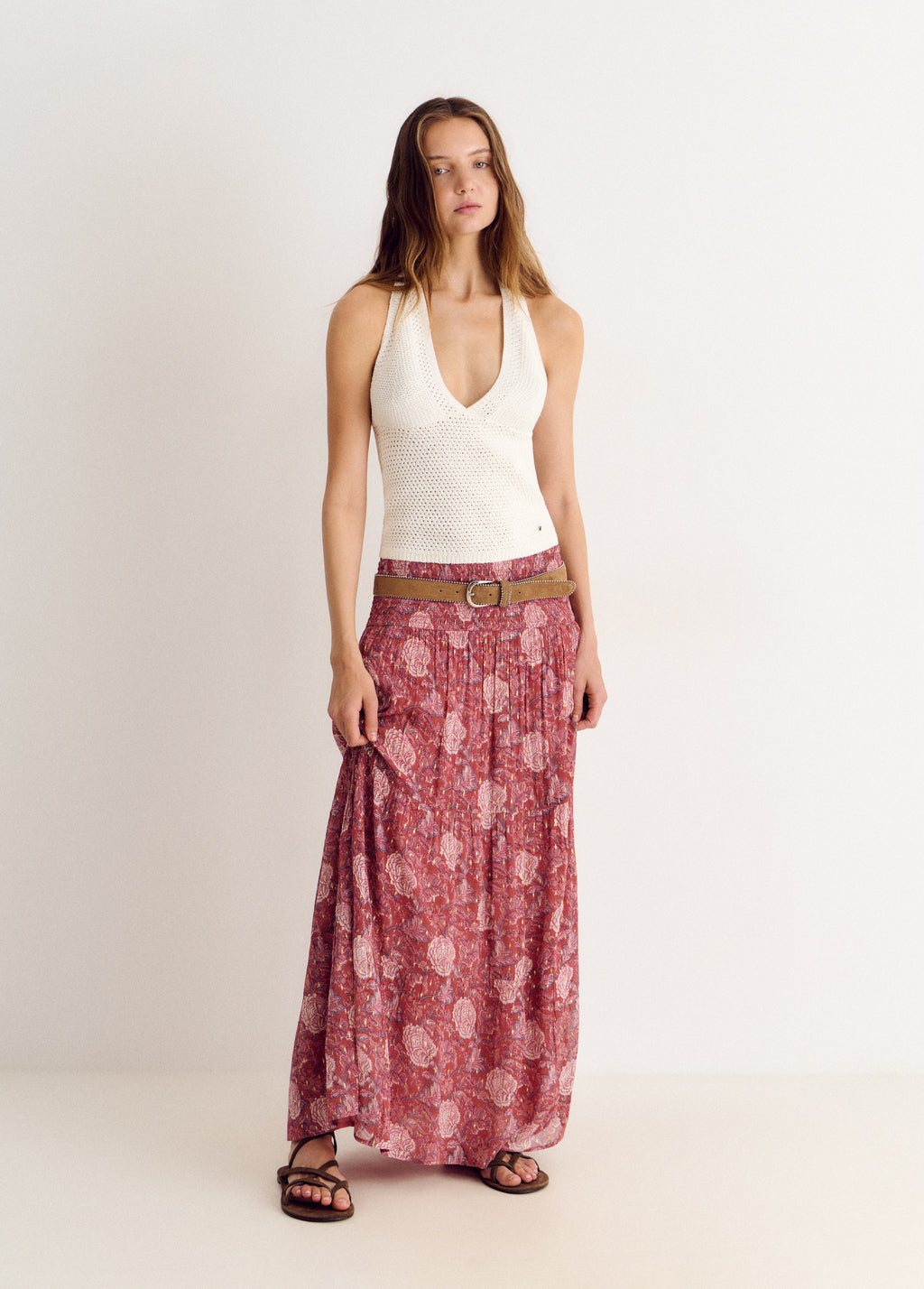 Long smocked skirt