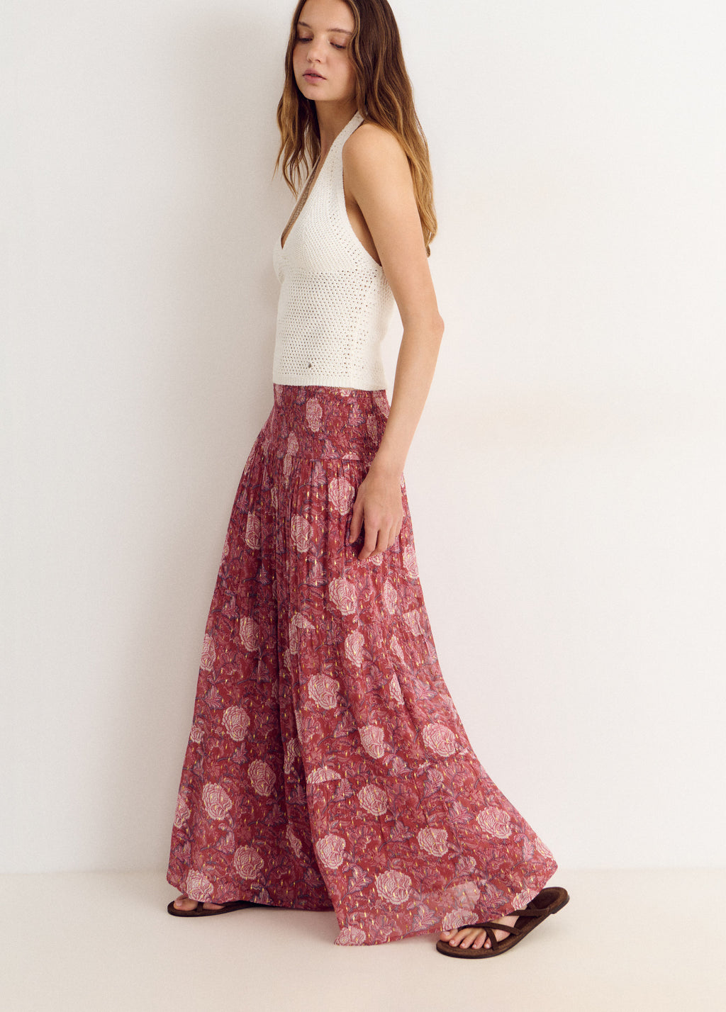 Long smocked skirt