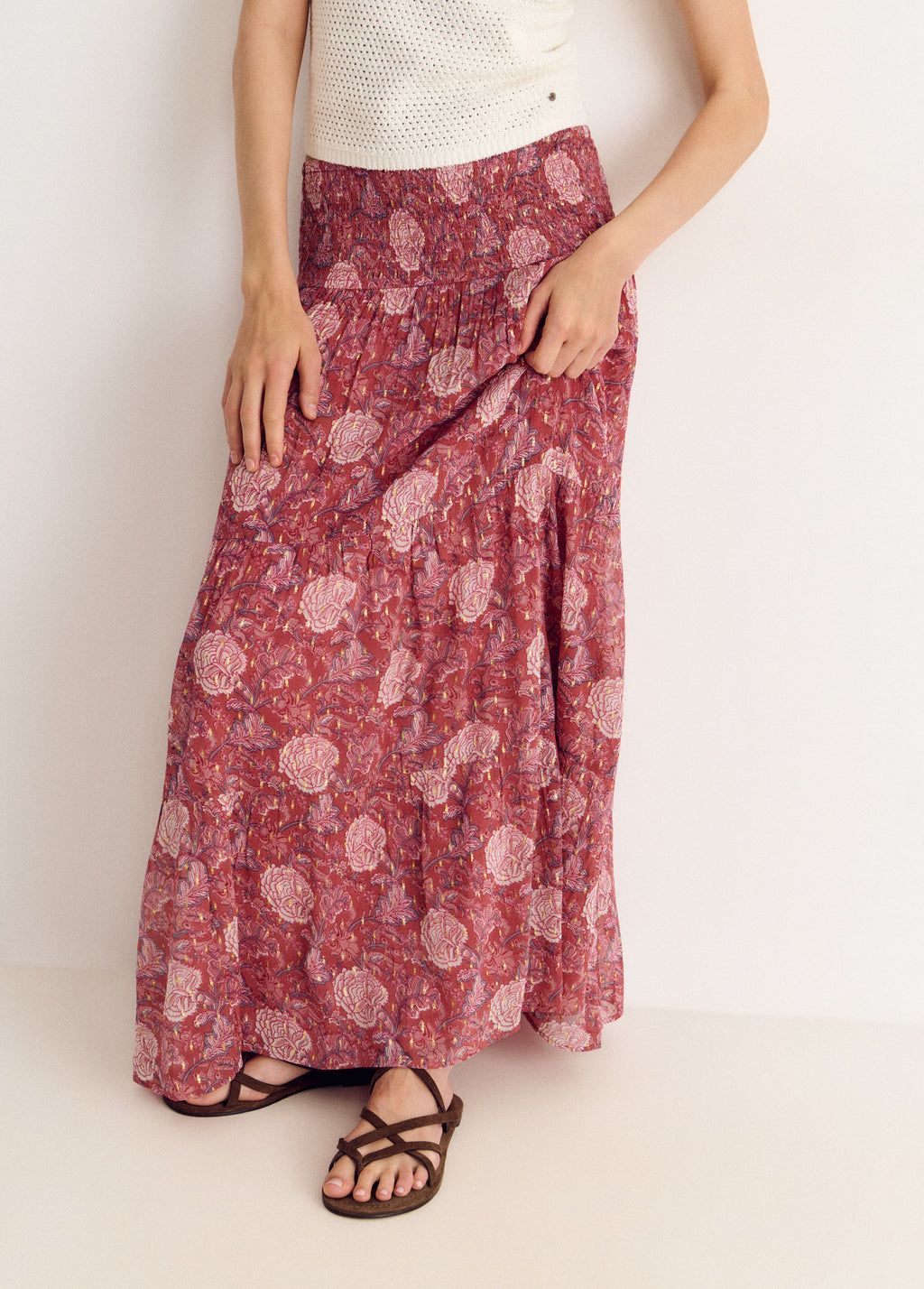 Long smocked skirt