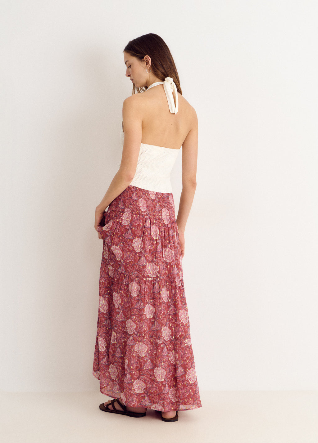 Long smocked skirt