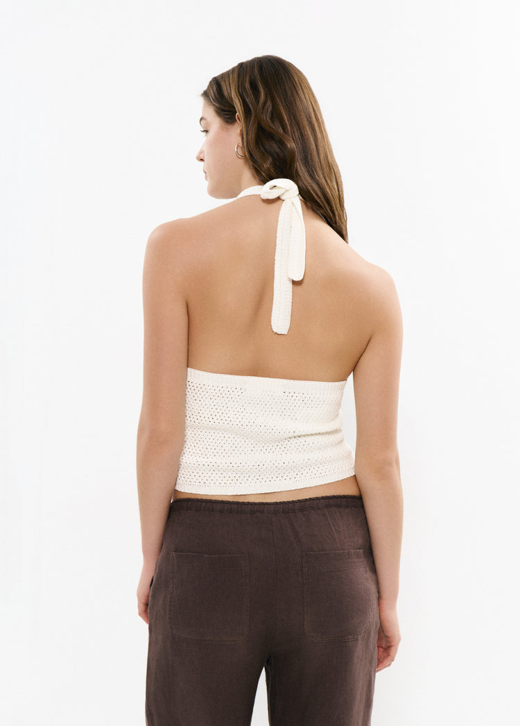 Embroidered halter top