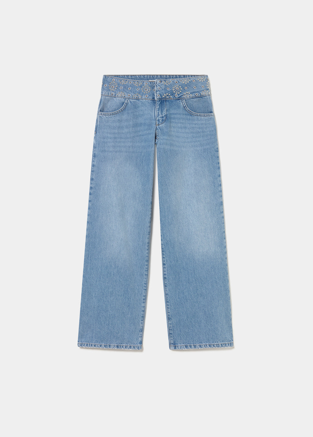 Jeans cinturilla ancha bordada