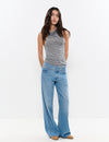 Jeans cinturilla ancha bordada