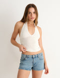 Top halter tejido red