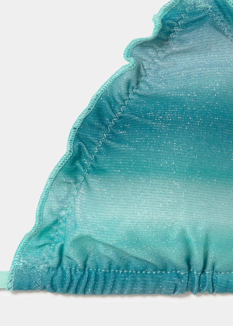 Top de biquíni degradê com babados