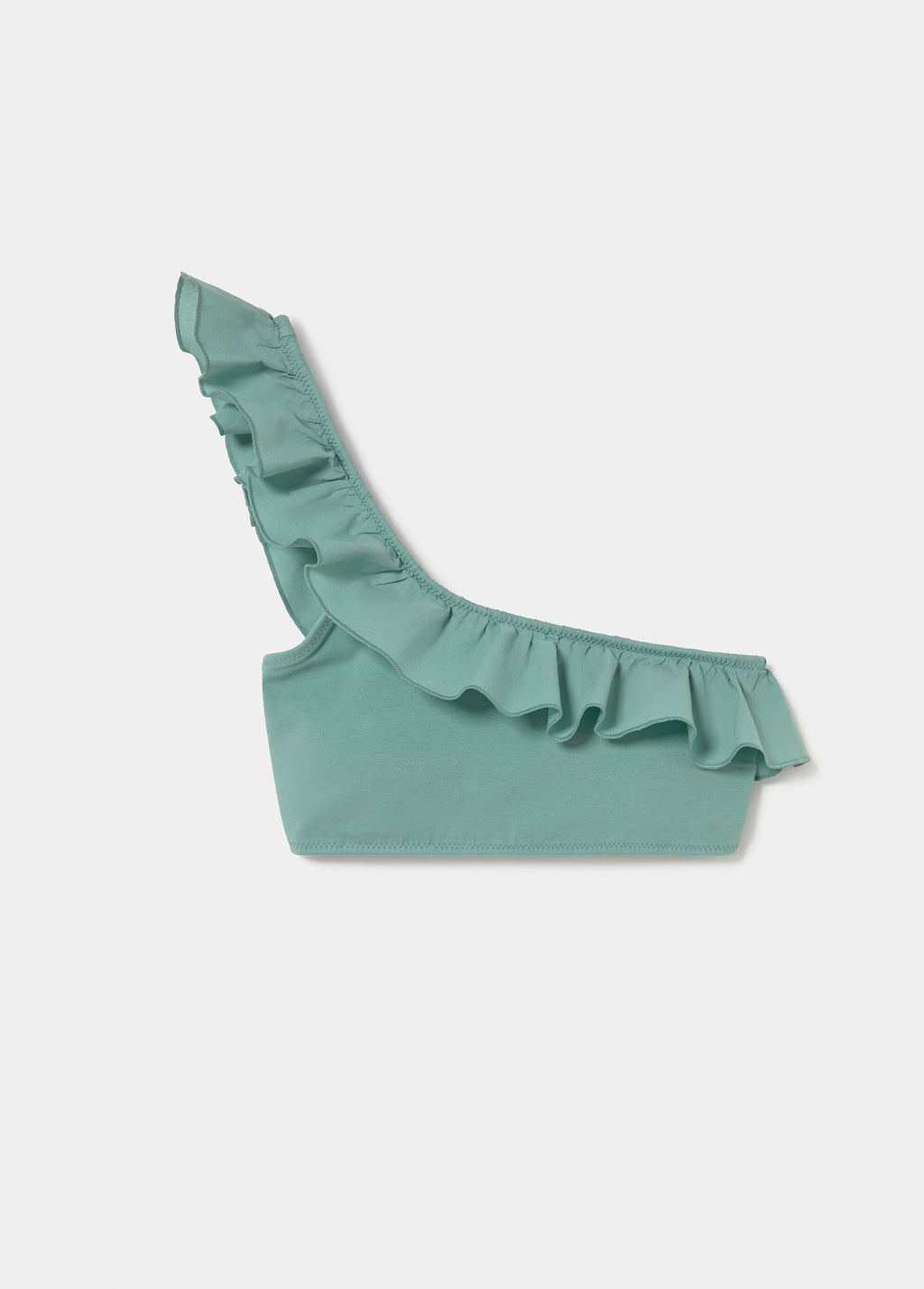 Asymmetrical ruffled bikini top