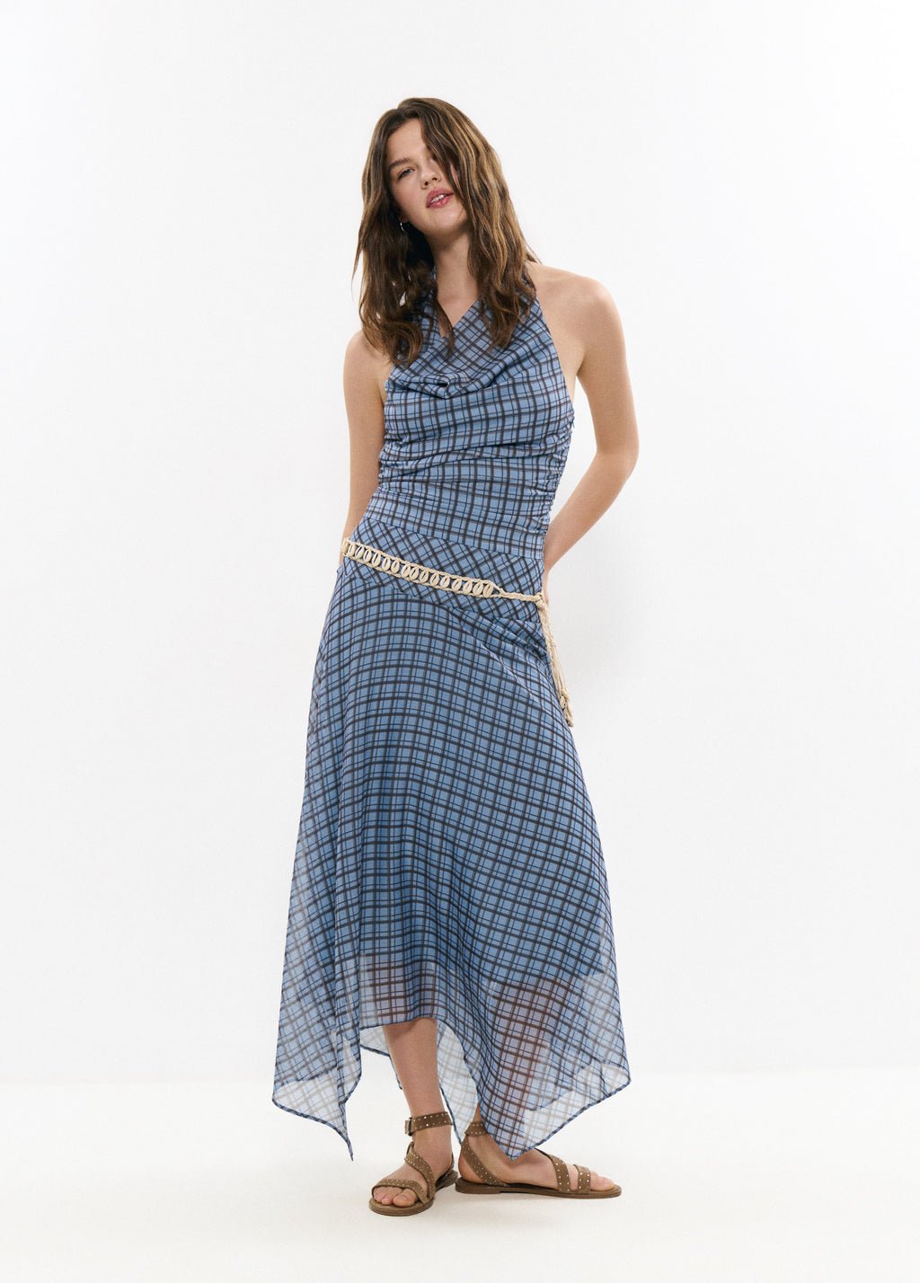 Ruched plaid dress