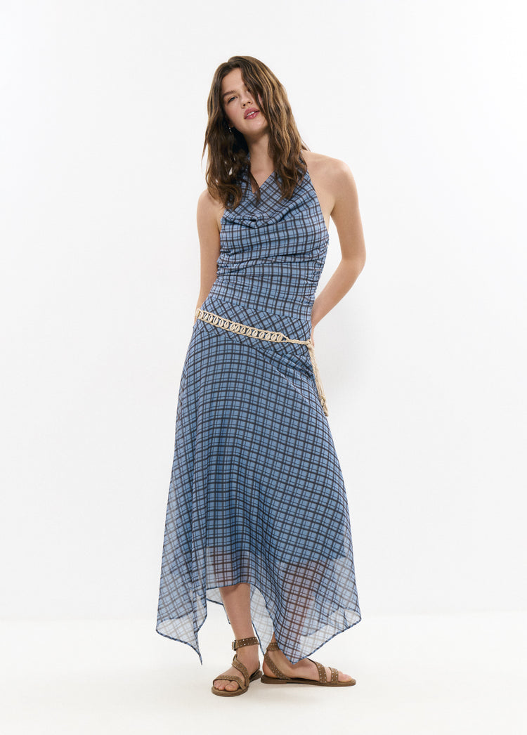 Ruched plaid dress