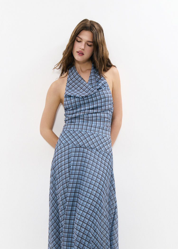 Ruched plaid dress