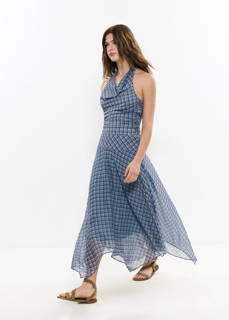 Ruched plaid dress