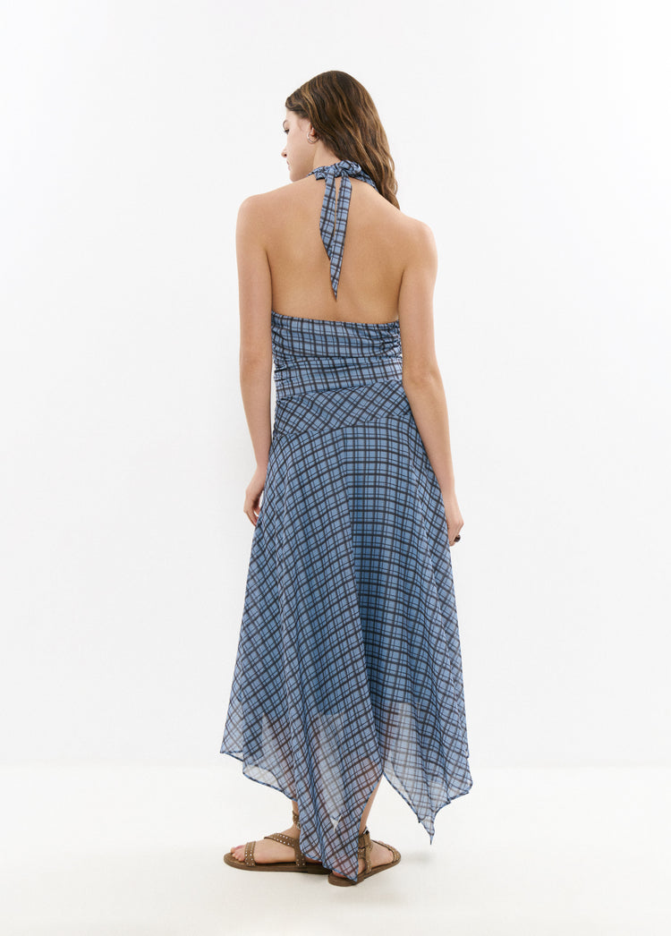 Ruched plaid dress